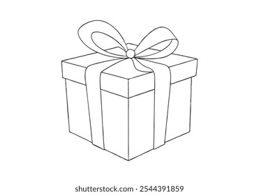 Linha contínua arte da caixa de presente - celebração minimalista e ilustração presente