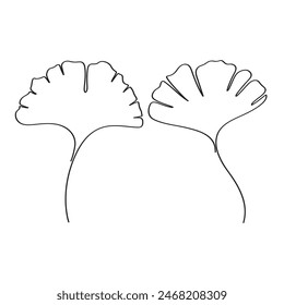 Continuous line art of Ginkgo leaf elegance minimalist art.