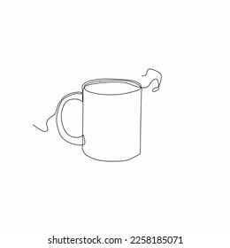 continuous line art of glass coffee cup