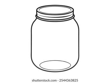 Linha contínua de arte de vidro Mason Jar - Minimalista cozinha e ilustração de armazenamento