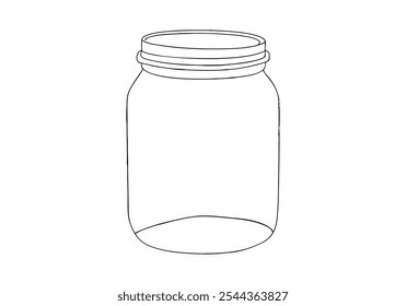 Continuous Line Art of Glass Mason Jar – Minimalist Kitchen and Storage Illustration