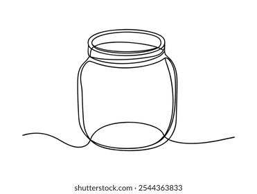 Linha contínua de arte de vidro Mason Jar - Minimalista cozinha e ilustração de armazenamento