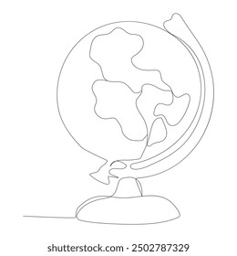 Continuous line art of Globe Geography.