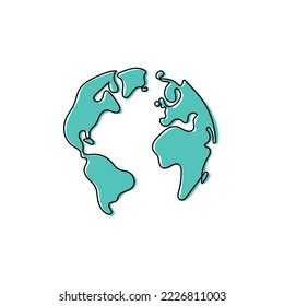 Continuous line art of globe. Protect mother earth. Conservation of nature concept. Climate protection. Conserve Earths resources. Conserve water. Choose sustainable concept art. Icon and symbols.