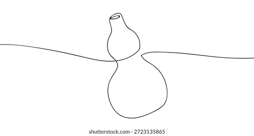 Arte de linha contínua de cabaças garrafa gourd linha desenho estilo Vetor sobre fundo transparente