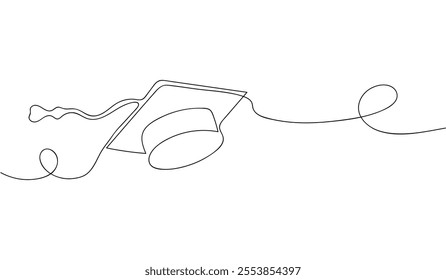 Continuous Line Art of Graduation Cap with Diploma for Academic and Educational Themes