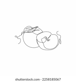 continuous line art of green apple fruit