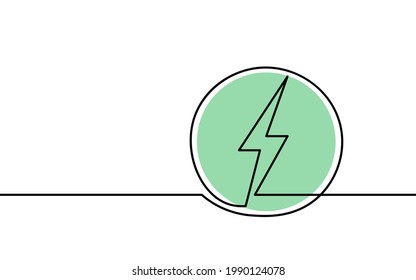 Continuous line art green energy concept. Sustainable power storage electric neon rechargeable supply. Charging battery eco global planet solution. Hand drawing sketch vector illustration