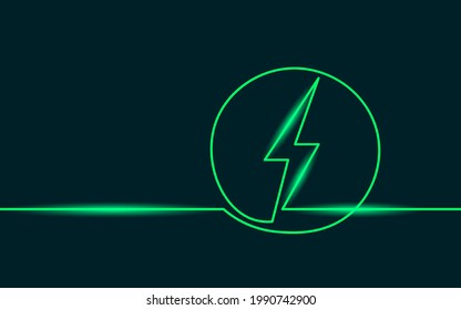 Continuous line art green energy concept. Sustainable power storage electric neon rechargeable supply. Charging battery eco global planet solution. Hand drawing sketch vector illustration