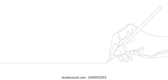 Kontinuierliche Linienkunst einer Hand, die eine Linie mit einem Stift zeichnet