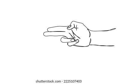 Continuous line art of hand gesture. Gun made from hand . Pointing finger. Hand signal.