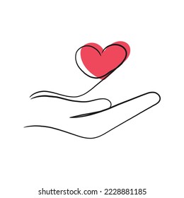 Continuous line art hand holding heart  Symbol love support care   togetherness  Positive psychology  World kindness day  Spread harmony   unity  Say no to hate crimes  Promote unity  