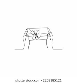 arte de línea continua de regalo de mano