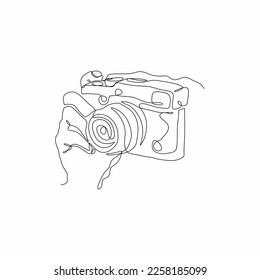 arte de línea continua de una mano tomando una imagen