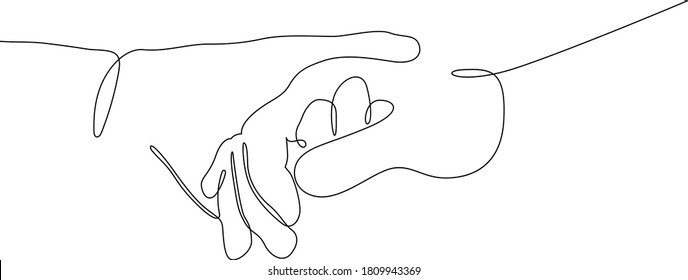continuous line art Hands Holding Single Line Art Drawing. Minimal One Line Illustration. Hands Gesture Continuous Line Drawing. Modern Minimalist Contour Illustration.
