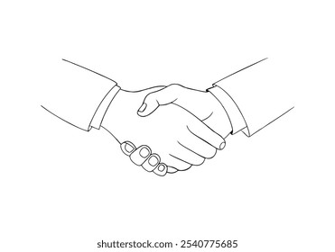 Continuous Line Art of a Handshake. Minimalist Symbol of Agreement and Partnership