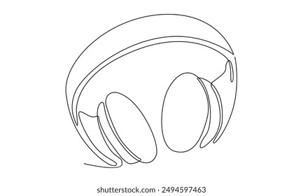 continuous line art of headphone speaker device gadget