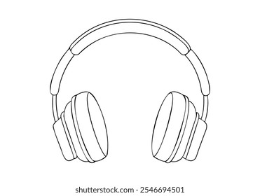 Arte de línea continua de auriculares – Ilustración de audio y accesorio de música minimalista