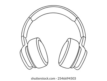 Arte de línea continua de auriculares – Ilustración de audio y accesorio de música minimalista