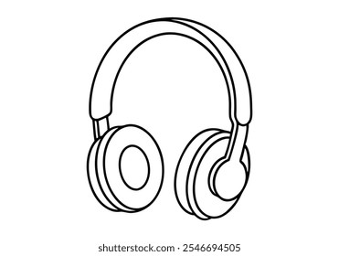 Arte de línea continua de auriculares – Ilustración de audio y accesorio de música minimalista