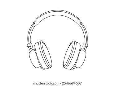 Arte de línea continua de auriculares – Ilustración de audio y accesorio de música minimalista