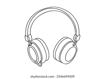 Arte de línea continua de auriculares – Ilustración de audio y accesorio de música minimalista