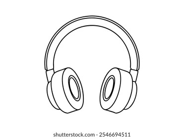 Arte de línea continua de auriculares – Ilustración de audio y accesorio de música minimalista