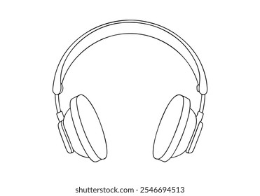 Arte de línea continua de auriculares – Ilustración de audio y accesorio de música minimalista