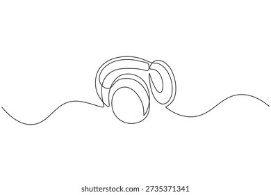 Arte de línea continua de un auricular con ícono de Vector minimalista de onda de latido del corazón
