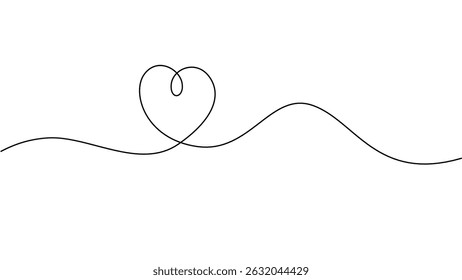 Continuous Line Art Heart Design Simple, Elegant, and Minimalist Vector Illustration
