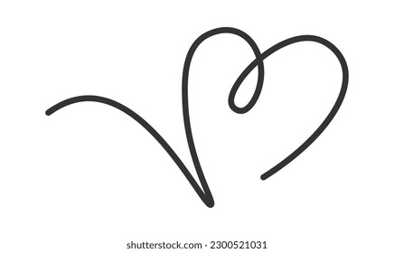 Continuous line art of heart. Vector illustration
