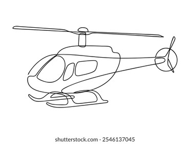 Linha contínua arte de helicóptero - Ilustração minimalista de aviação e transporte