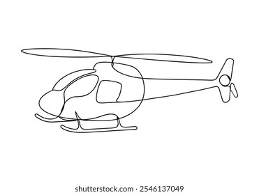 Linha contínua arte de helicóptero - Ilustração minimalista de aviação e transporte