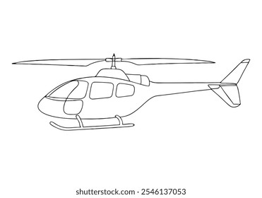 Linha contínua arte de helicóptero - Ilustração minimalista de aviação e transporte