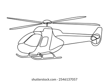 Linha contínua arte de helicóptero - Ilustração minimalista de aviação e transporte