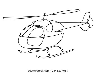 Linha contínua arte de helicóptero - Ilustração minimalista de aviação e transporte