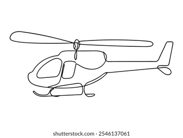 Linha contínua arte de helicóptero - Ilustração minimalista de aviação e transporte