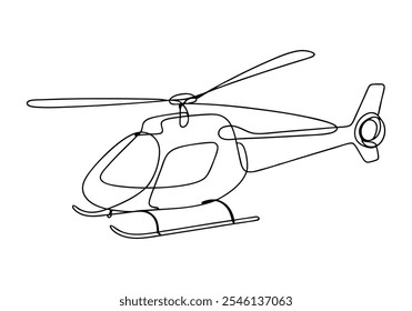 Linha contínua arte de helicóptero - Ilustração minimalista de aviação e transporte