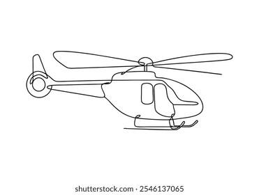 Linha contínua arte de helicóptero - Ilustração minimalista de aviação e transporte