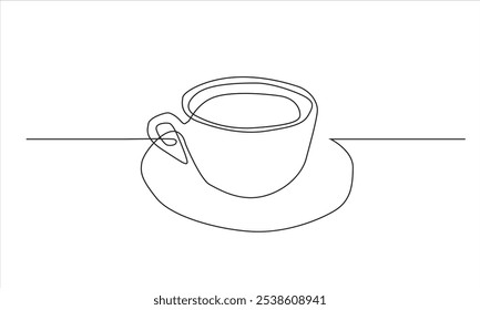  continuous line art Hot coffee cup