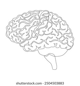 Continuous line art of a of a human brain.