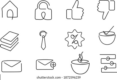 Continuous Line Art Icons Sign Symbol