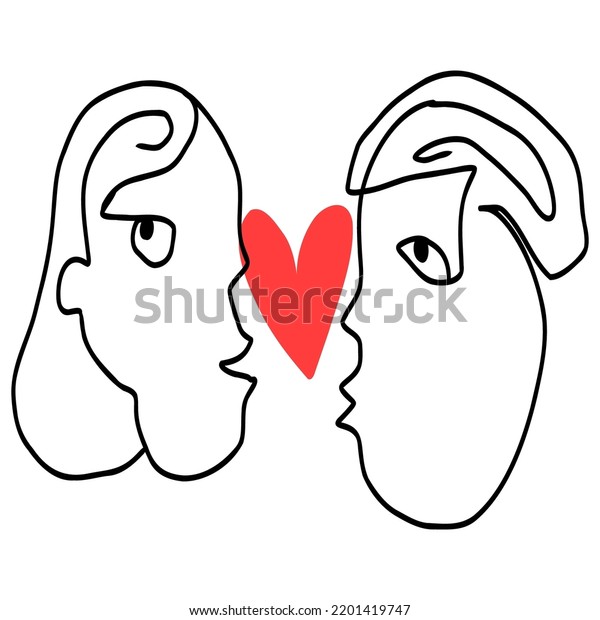 Continuous Line Art Illustration Couple Lovefashion Stock Vector Royalty Free 2201419747