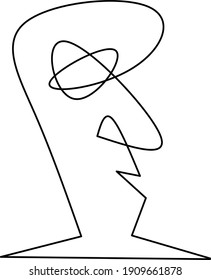 Continuous line art illustration of a face