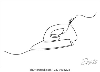  continuous line art image of ironing clothes