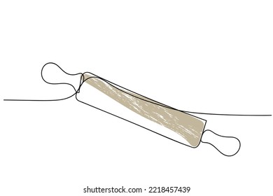 Continuous line art of Kitchen utensils and cutlery set. Spoon, Knife, Spatula, forks, plates, bowls, spices jars, saucepan and frying pan vector. Pastel color soft pictures background line art