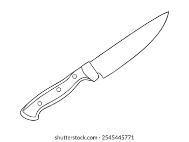 Continuous Line Art of Knife - Minimalistisches Küchenwerkzeug und kulinarische Illustration