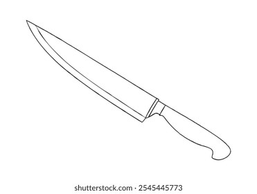 Continuous Line Art of Knife - Minimalistisches Küchenwerkzeug und kulinarische Illustration