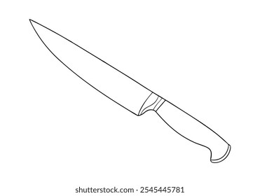 Continuous Line Art of Knife - Minimalistisches Küchenwerkzeug und kulinarische Illustration