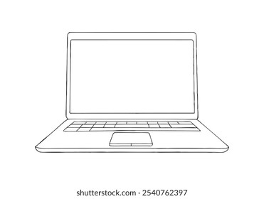 Kontinuierliche Linienkunst eines Laptops. Minimalistische Technologie-Illustration für Office- und digitale Themen